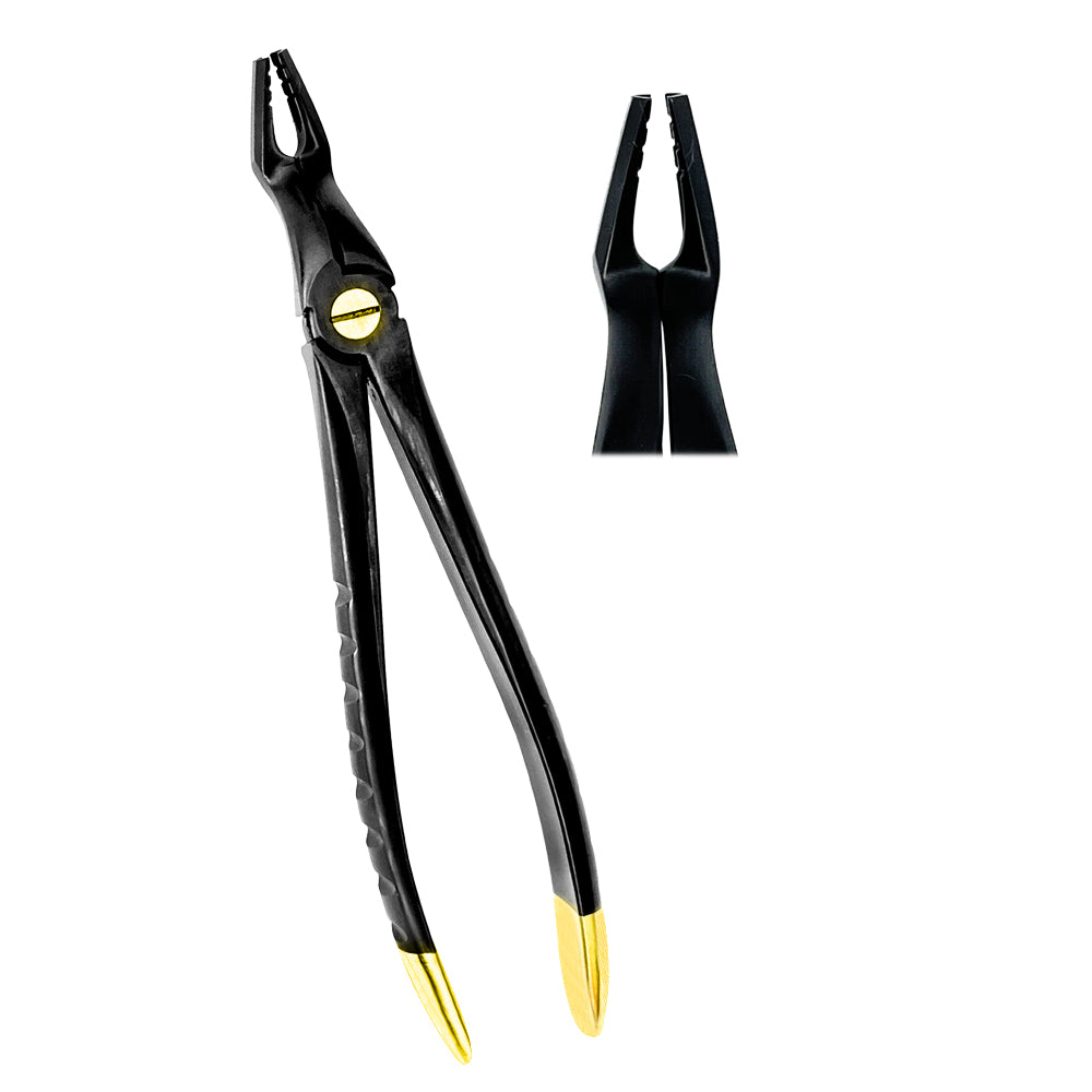 Deep Gripping Atraumatic Extraction Forceps, Upper Molars BLACK &amp; GOLD