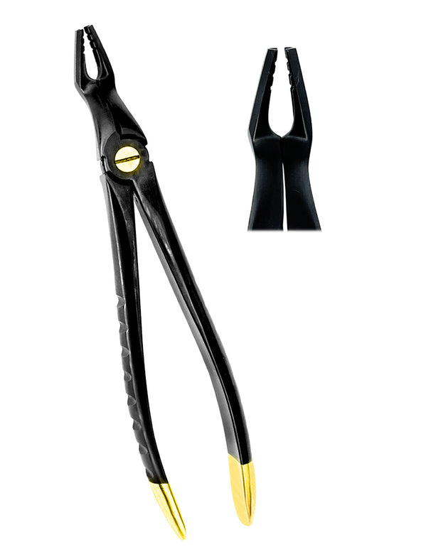 Deep Gripping Atraumatic Extraction Forceps, Upper Molars BLACK & GOLD