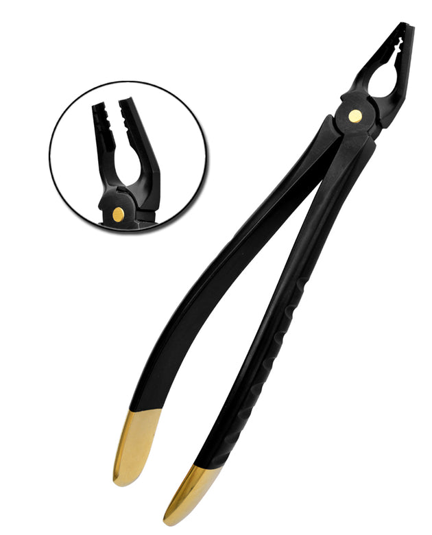 Deep Gripping Atraumatic Extraction Forceps, Upper PreMolars- BLACK & GOLD Series