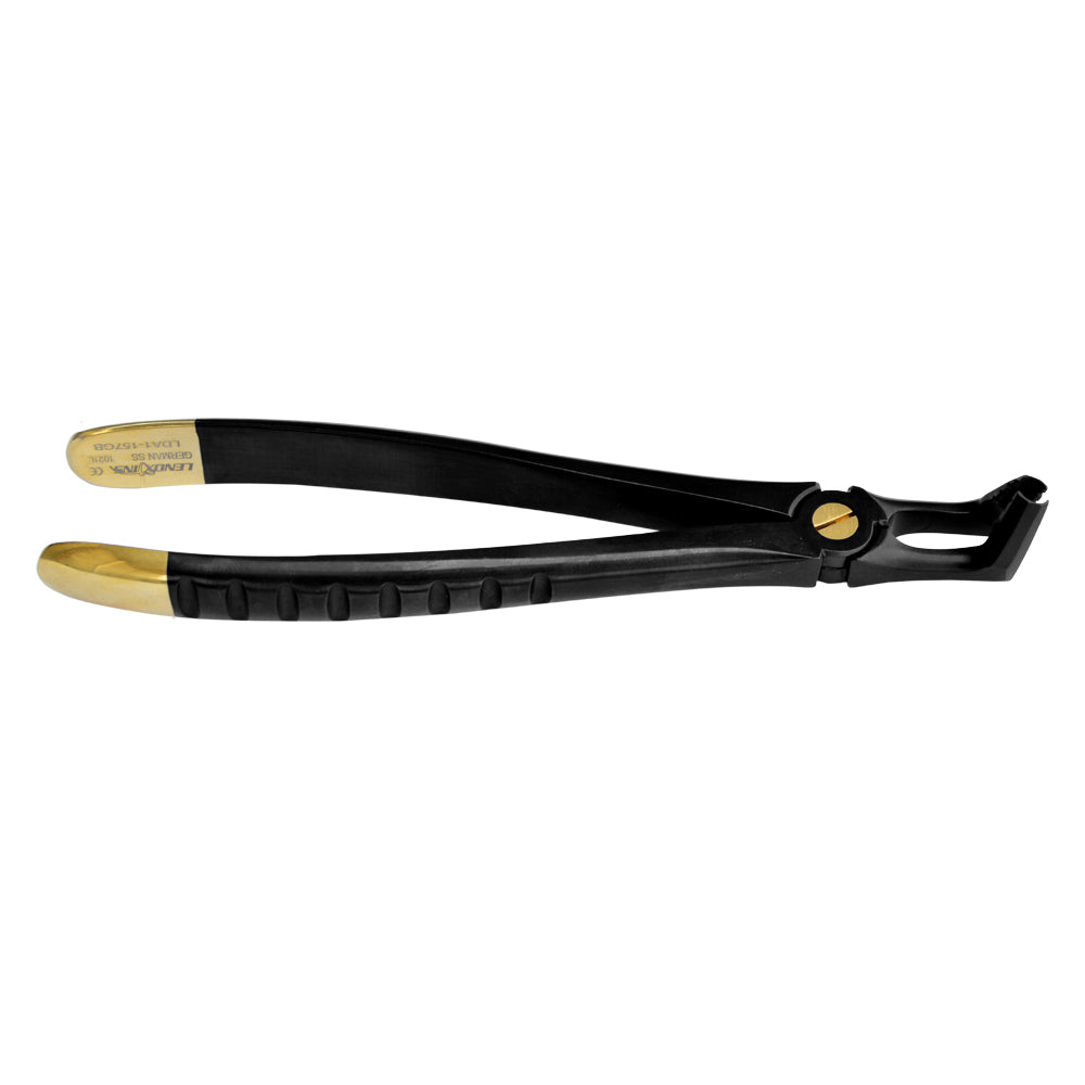 Deep Gripping Atraumatic Extraction Forceps, Lower Molars BLACK &amp; GOLD S