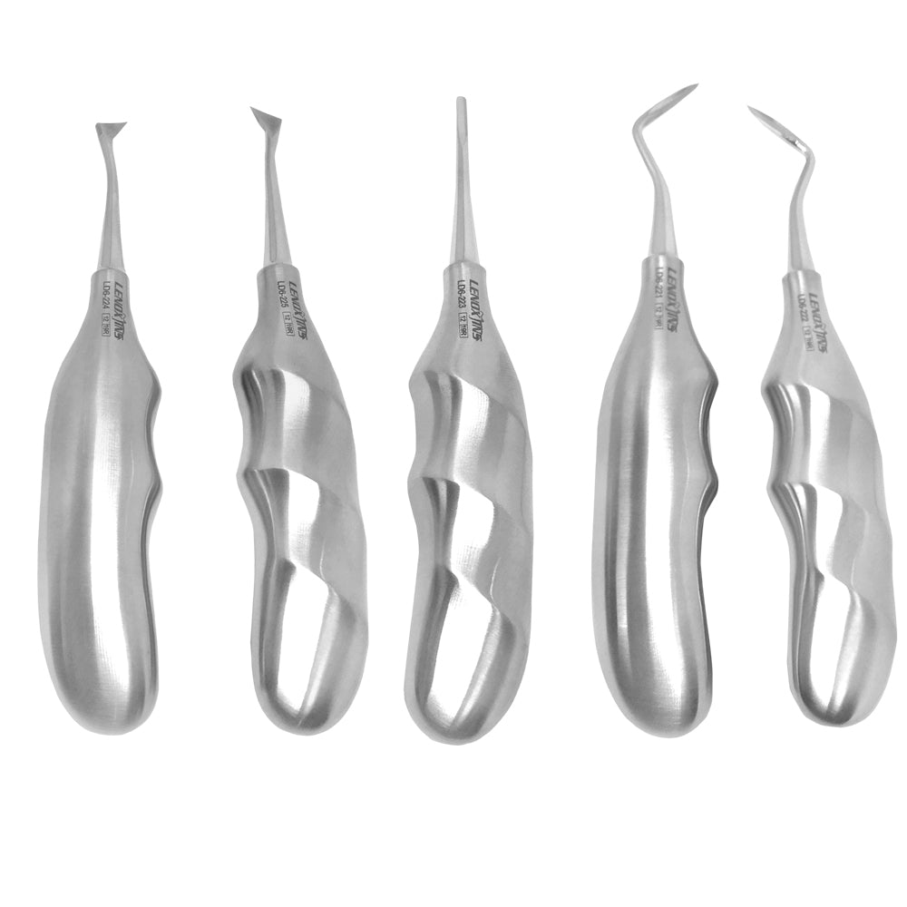 Dental Apical Elevators Set Of 5, Ergonomic Hollow Handle